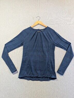 Athleta Athletic Top Back Zip Shirt Women's Medium Blue Orange